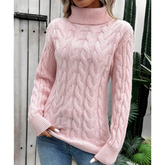 Women's Cable Knit Turtleneck Sweater — View 10
