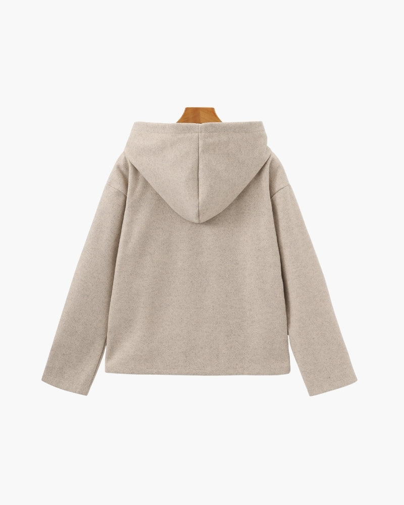 Women's Wool Zip-Up Coat | Marlow in Beige - Juana Fashion