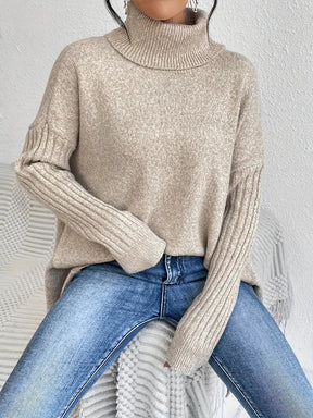 Women's Ribbed Longline Turtleneck Sweater — View 3