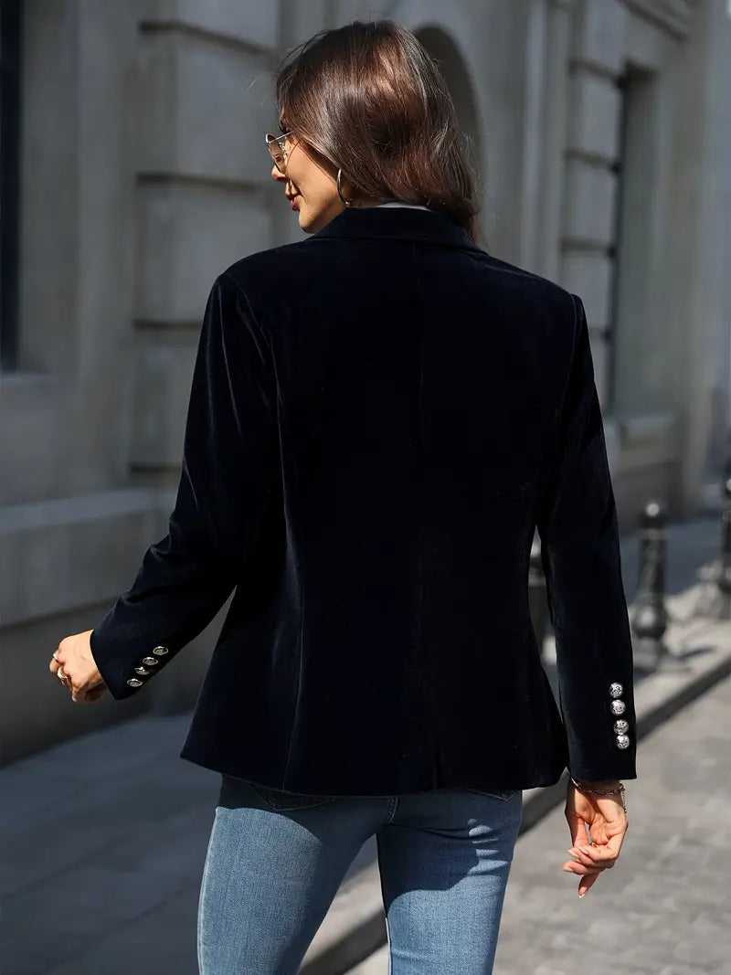 Women's Classic Single-Button Blazer | Sabina in Black - Juana Fashion