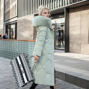 Women's Long Quilted Down Coat | Katharina in Green - Juana Fashion
