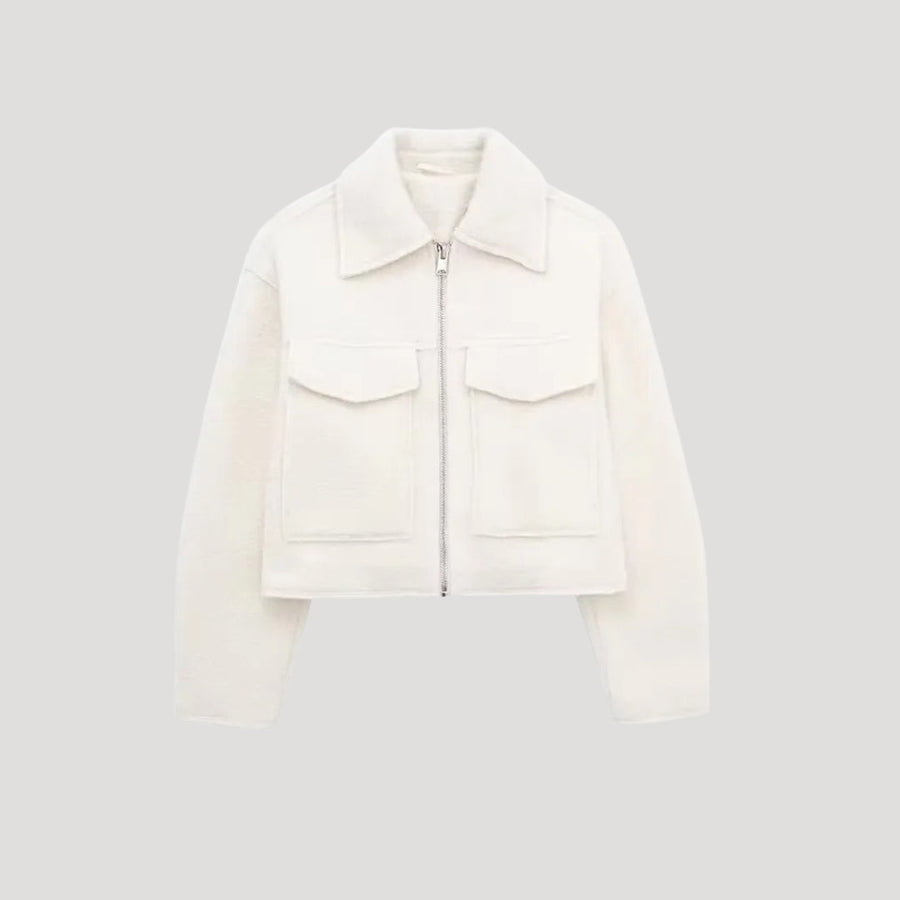 Women's Cropped Zip-Up Winter Jacket | Rita in Gray - Juana Fashion