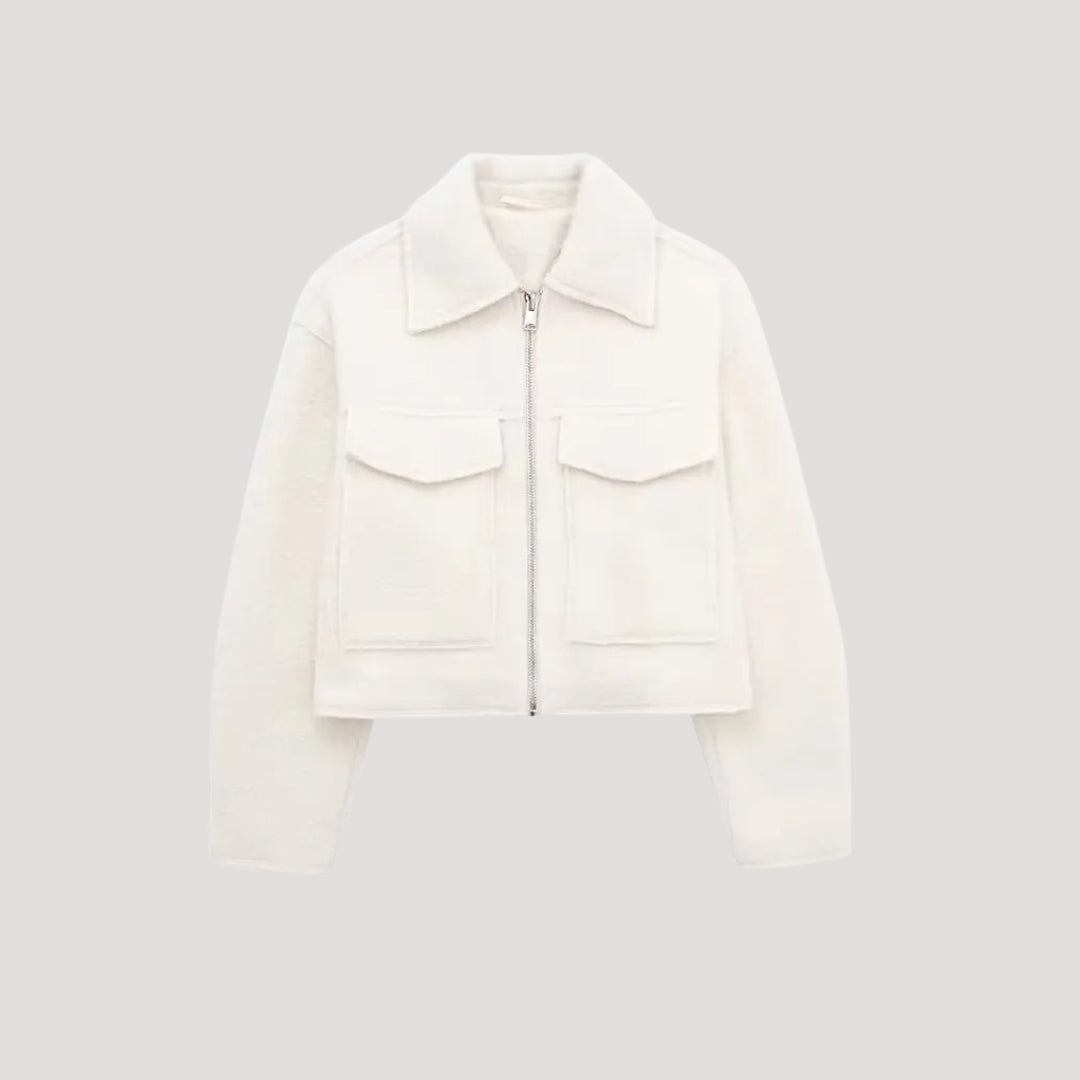 Women's Cropped Zip-Up Winter Jacket | Rita in Gray - Juana Fashion