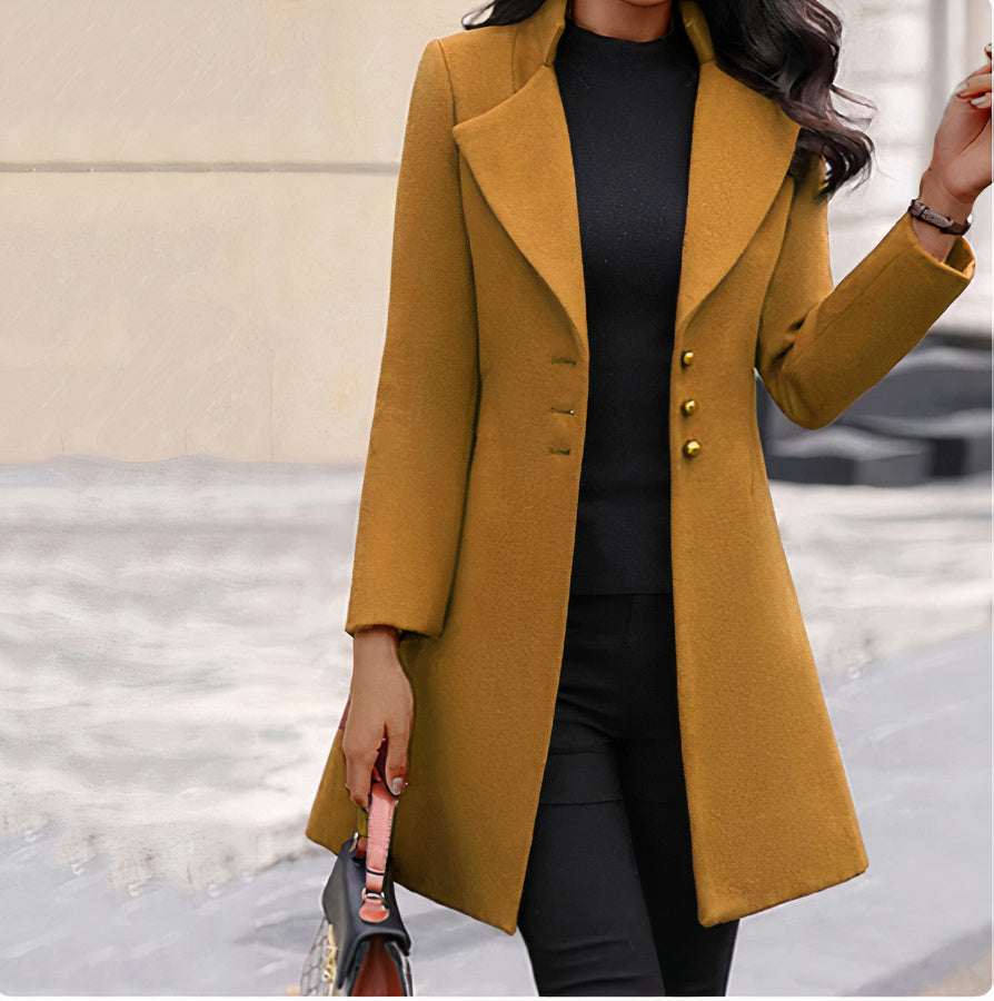 Women's Wool Long Sleeve Coat — View 3