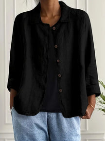Women's Lightweight Button-Front Jacket | Hanna in Light Blue - Juana Fashion