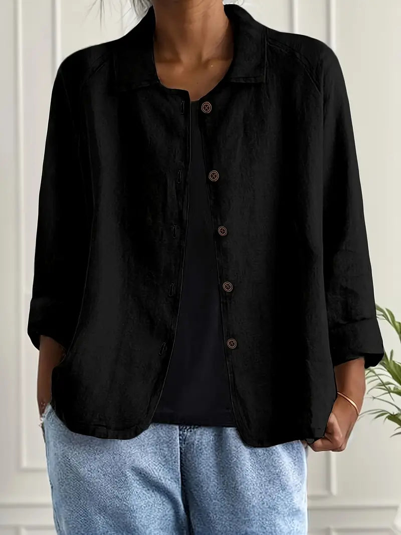 Women's Lightweight Button-Front Jacket | Hanna in Light Blue - Juana Fashion
