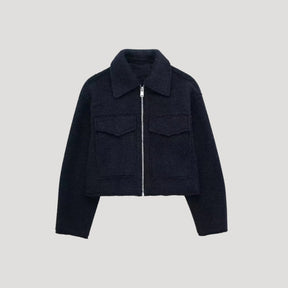 Women's Cropped Zip-Up Winter Jacket | Rita in Gray - Juana Fashion