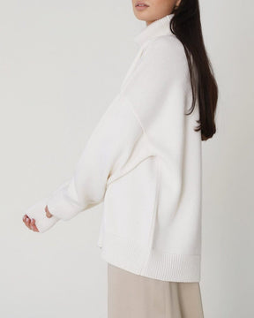 Women's Wool Blend Oversized Turtleneck Sweater — View 3