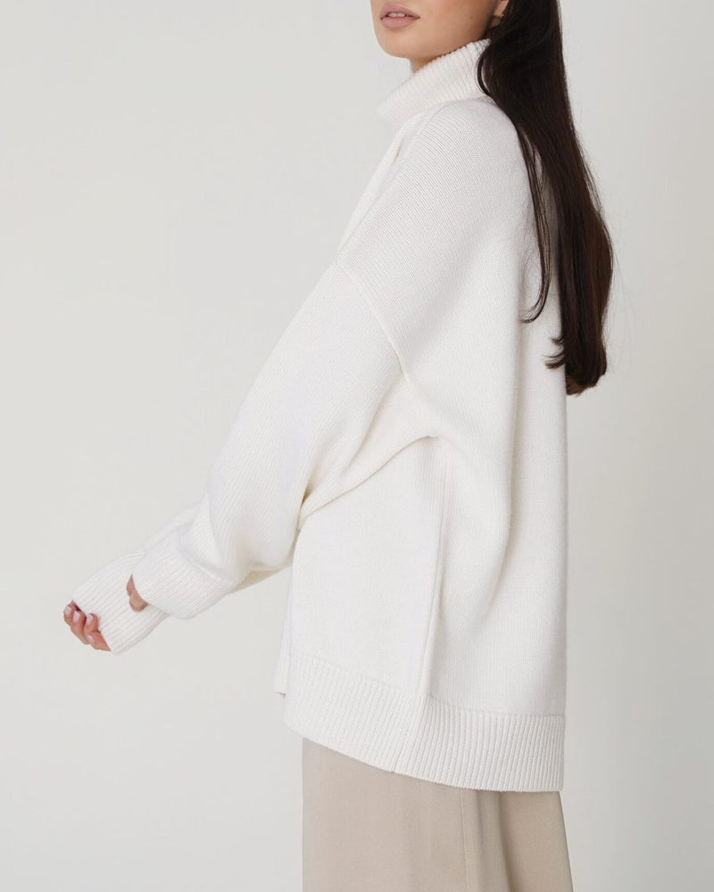 Women's Wool Blend Oversized Turtleneck Sweater — View 3