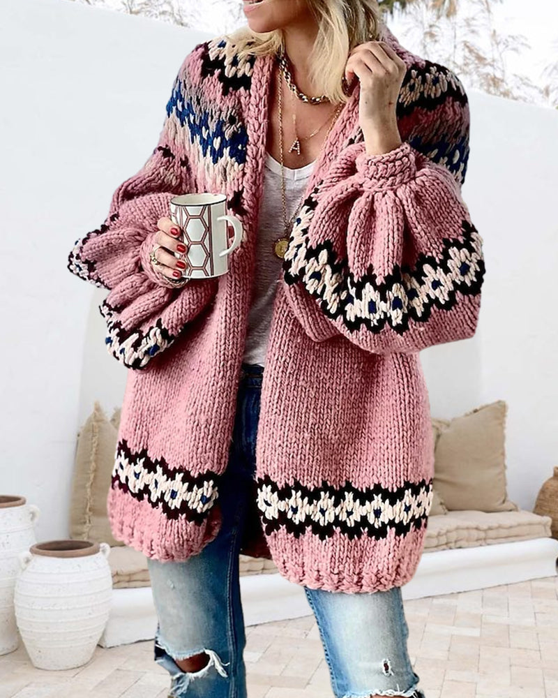 Women's Ribbed Lantern Sleeve Cardigan — View 3