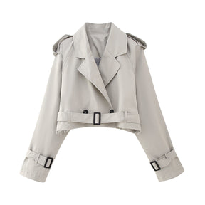 Women's Short Belted Trench Coat | Karla in Beige - Juana Fashion