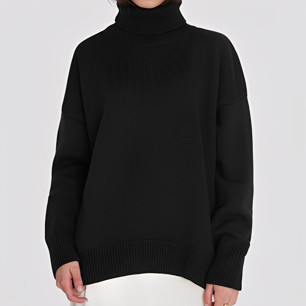 Women's Oversized Plus Size Turtleneck Sweater — View 8