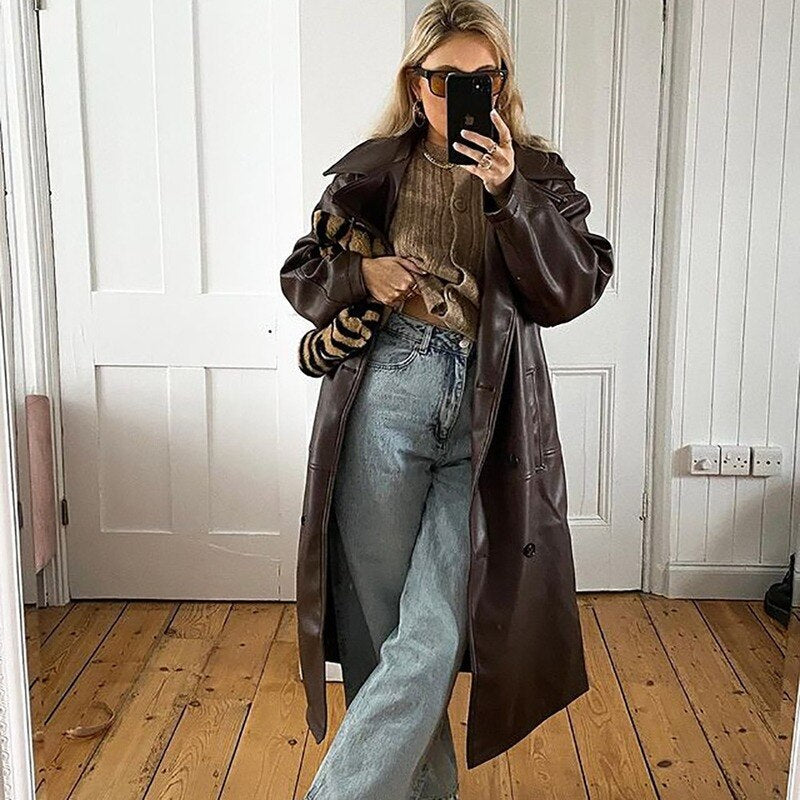 Women's Oversized Leather Look Jacket — View 1