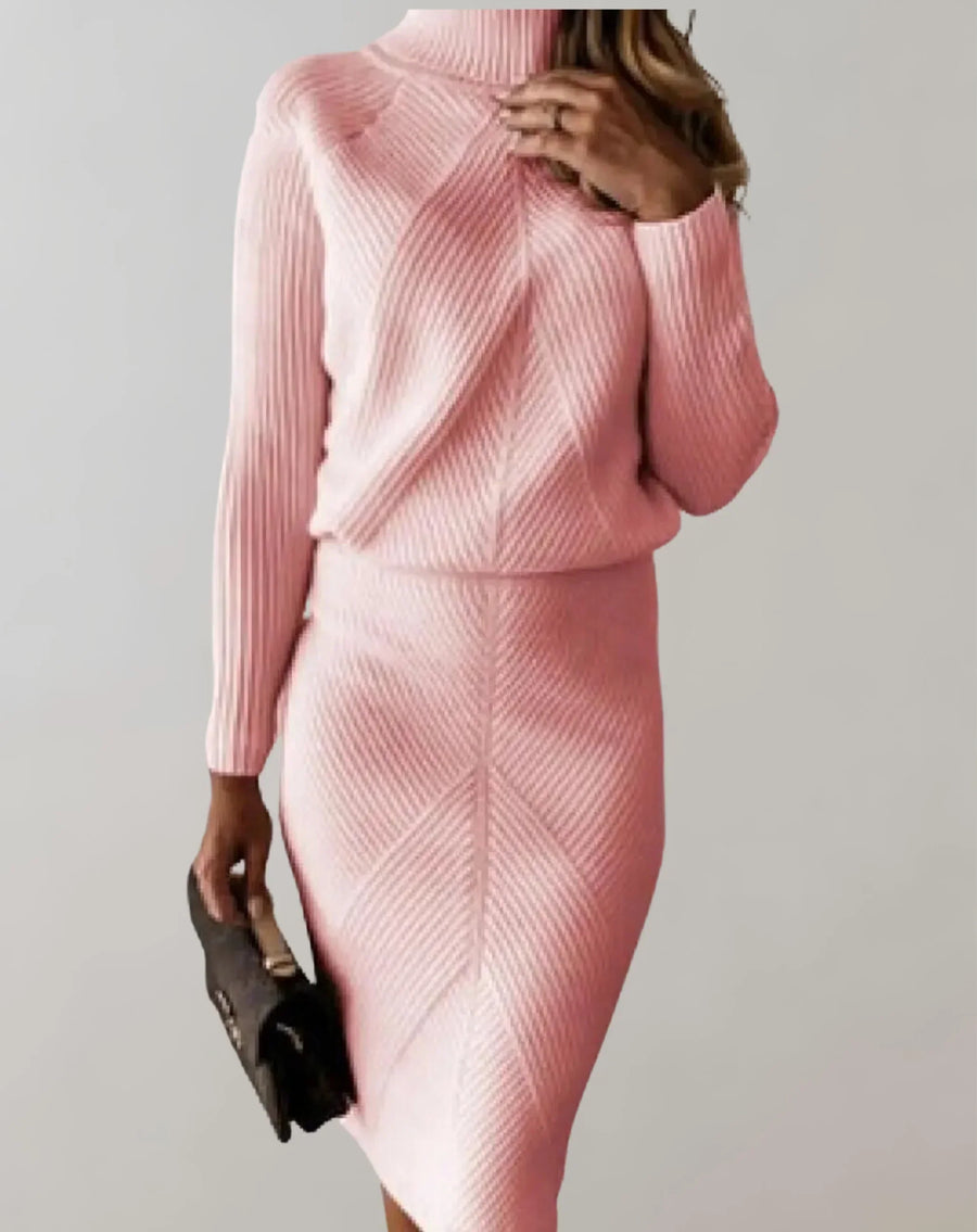 Women's Two Piece Fitted Ribbed Knit Set — View 2