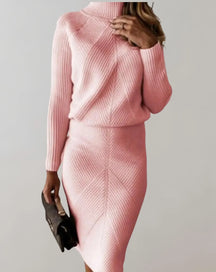 Women's Two Piece Fitted Ribbed Knit Set — View 2