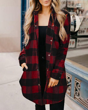 Women's Plaid Midi Longline Coat — View 8