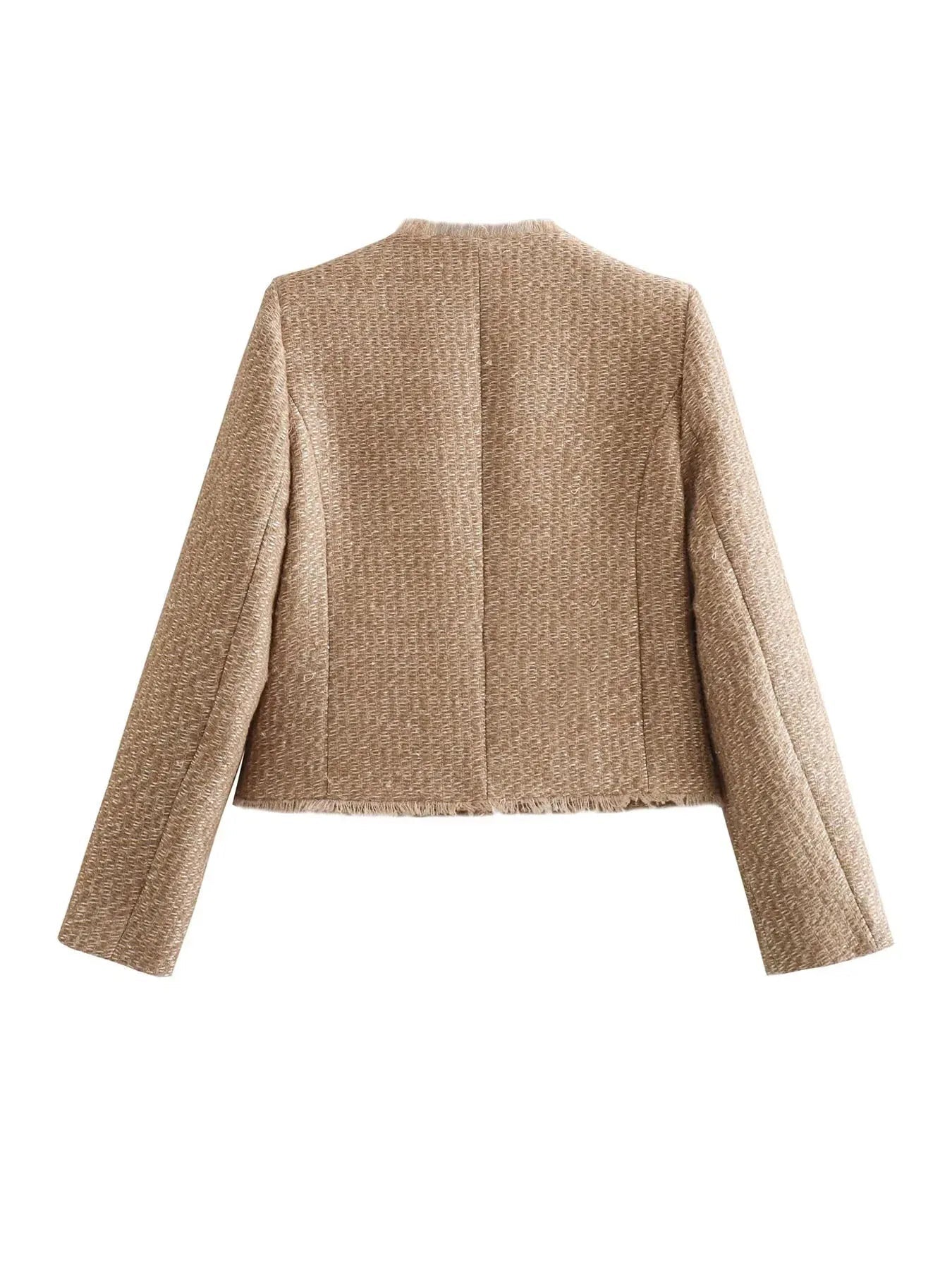 Women's Button-Front Tweed Jacket | Yvonne - Juana Fashion