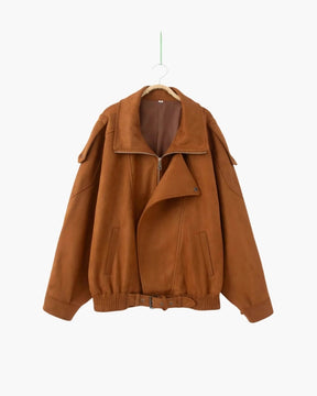 Women's Relaxed Suede-Look Jacket | Vintage in Brown - Juana Fashion
