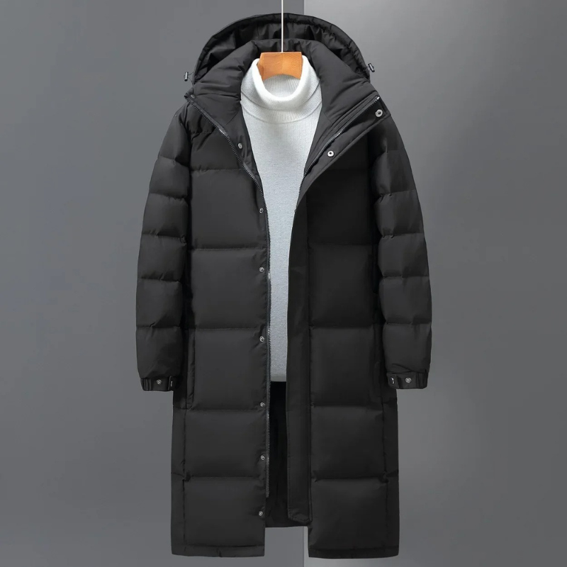 Long Hooded Quilted Coat | Robert in White - Juana Fashion