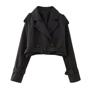 Women's Short Belted Trench Coat | Karla in Beige - Juana Fashion