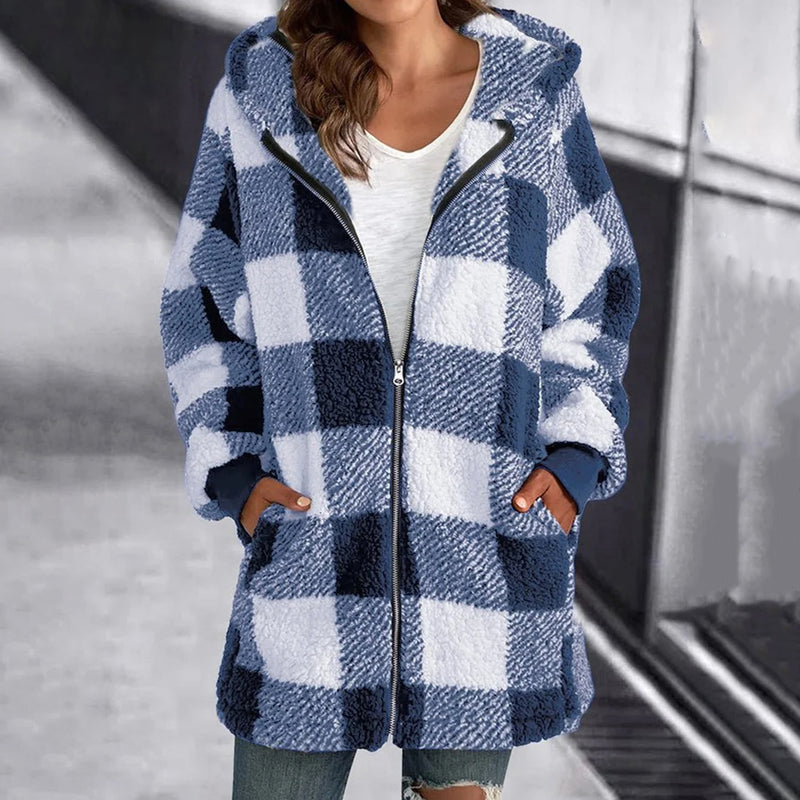 Women's Plaid Hooded Coat — View 2