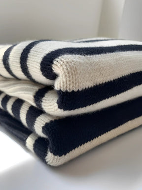 Women's Wool Oversized Striped Turtleneck Sweater — View 7