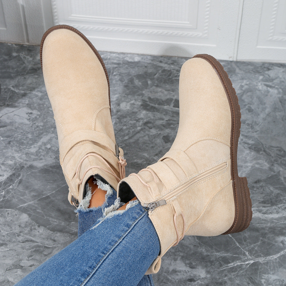Women's Buckle Belted Boots — View 3