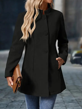 Women's Button-Front Winter Coat | Sofia in Black - Juana Fashion
