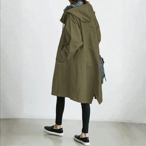 Women's Long Button-Front City Coat | Edith in Beige - Juana Fashion