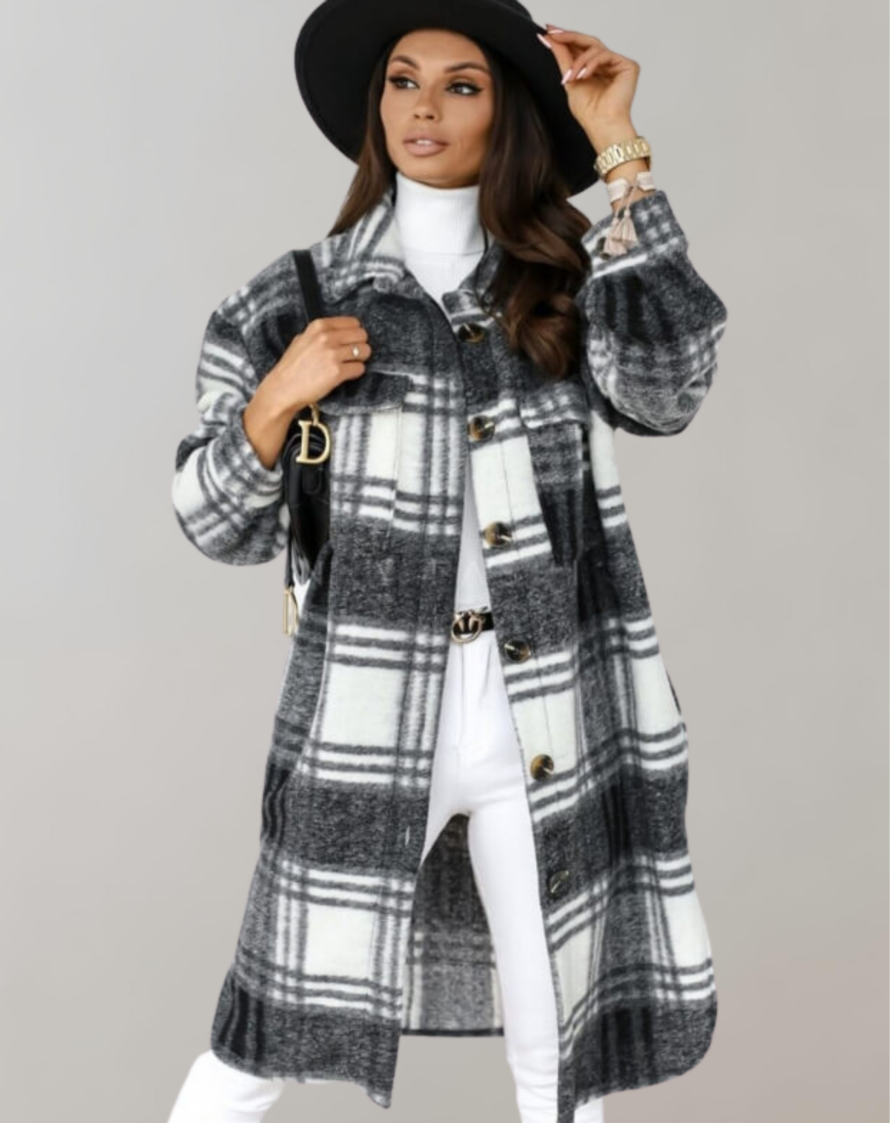 Women's Plaid Floral Coat — View 5