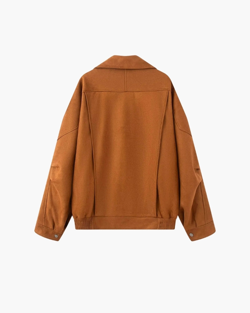 Women's Relaxed Suede-Look Jacket | Vintage in Brown - Juana Fashion
