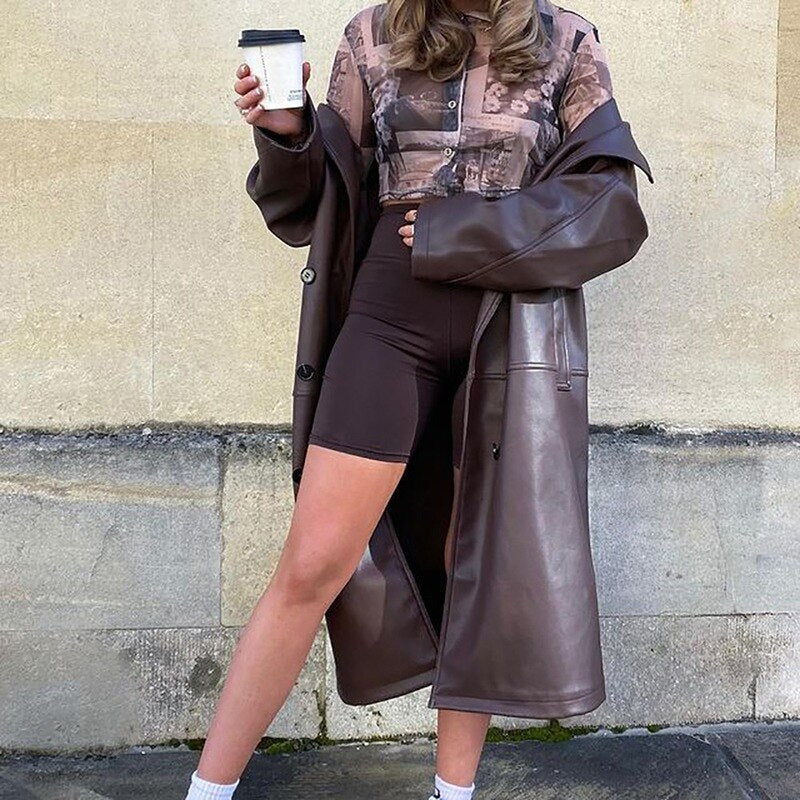 Women's Oversized Leather Look Jacket — View 2