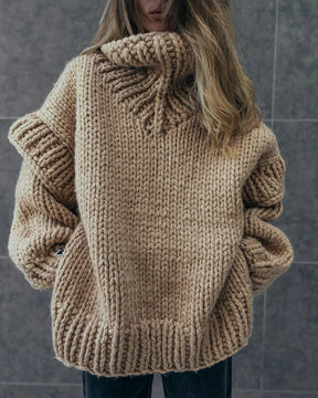 Women's Oversized Textured Turtleneck Sweater — View 6