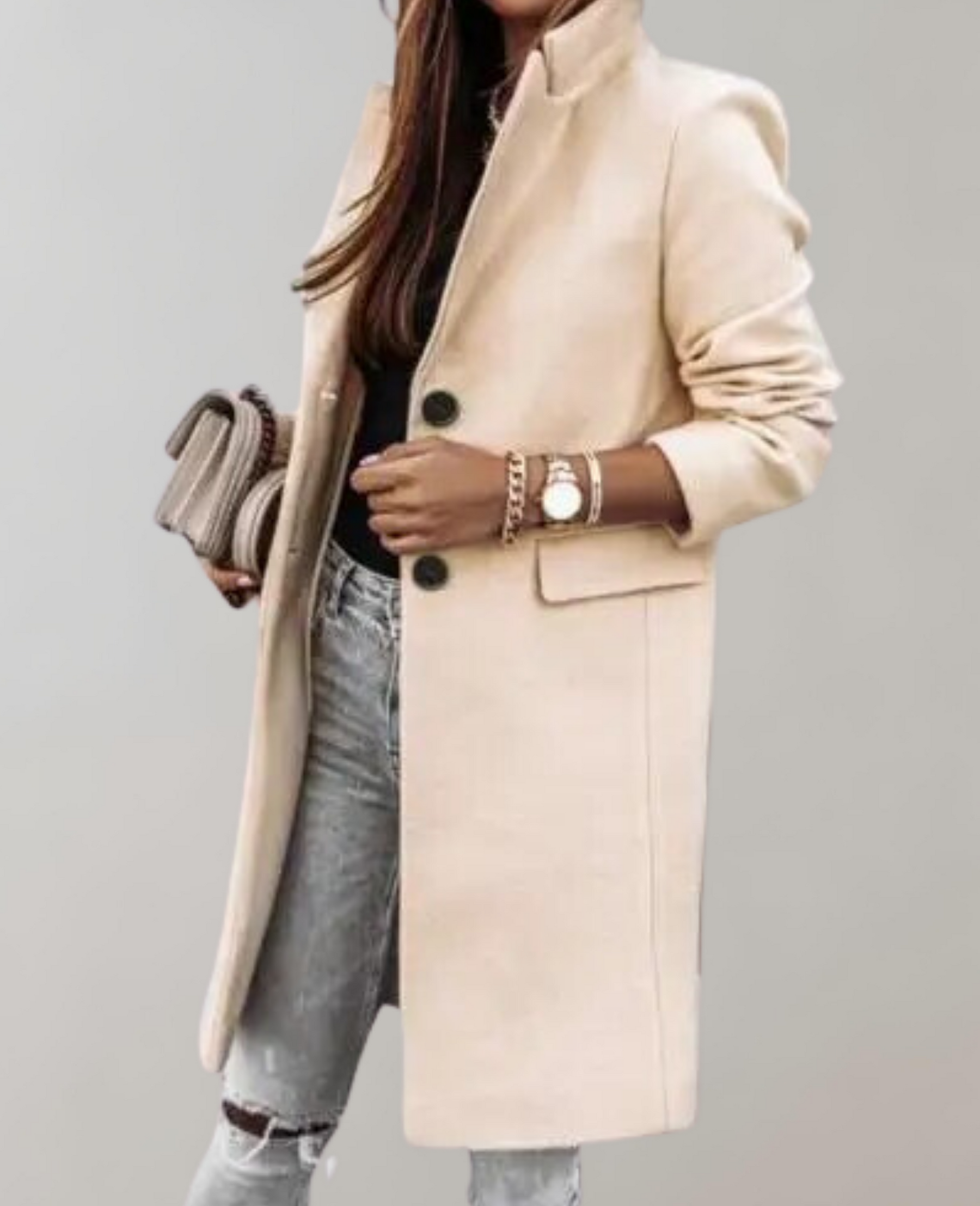 Women's Long Sleeve Coat — View 1