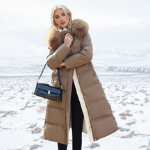 Women's Belted Hooded Quilted Coat | Karin in Coffee - Juana Fashion
