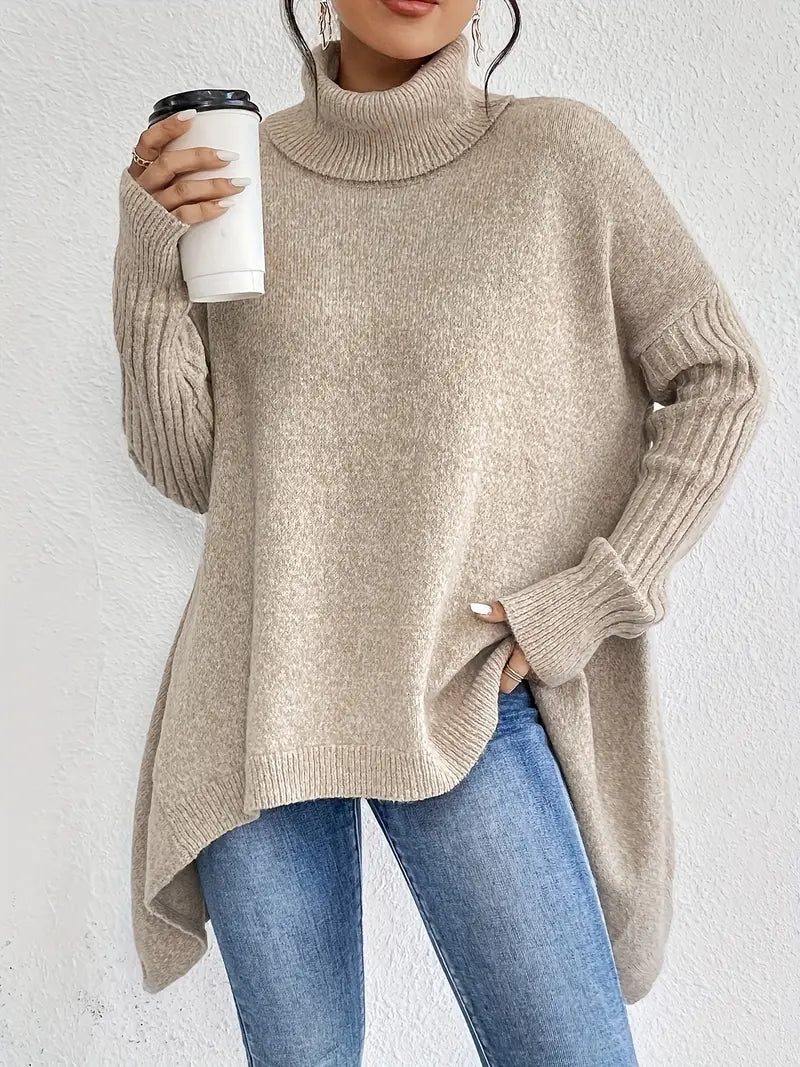 Women's Ribbed Longline Turtleneck Sweater — View 9