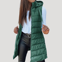 Women's Hooded Quilted Vest | Martina in Green - Juana Fashion