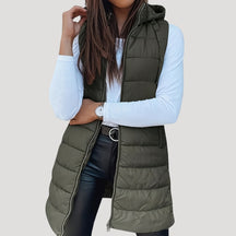 Women's Hooded Quilted Vest | Martina in Green - Juana Fashion