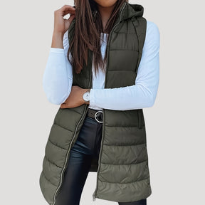 Women's Hooded Quilted Vest | Martina in Green - Juana Fashion