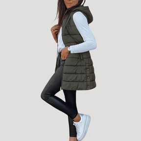 Women's Hooded Quilted Vest | Martina in Green - Juana Fashion