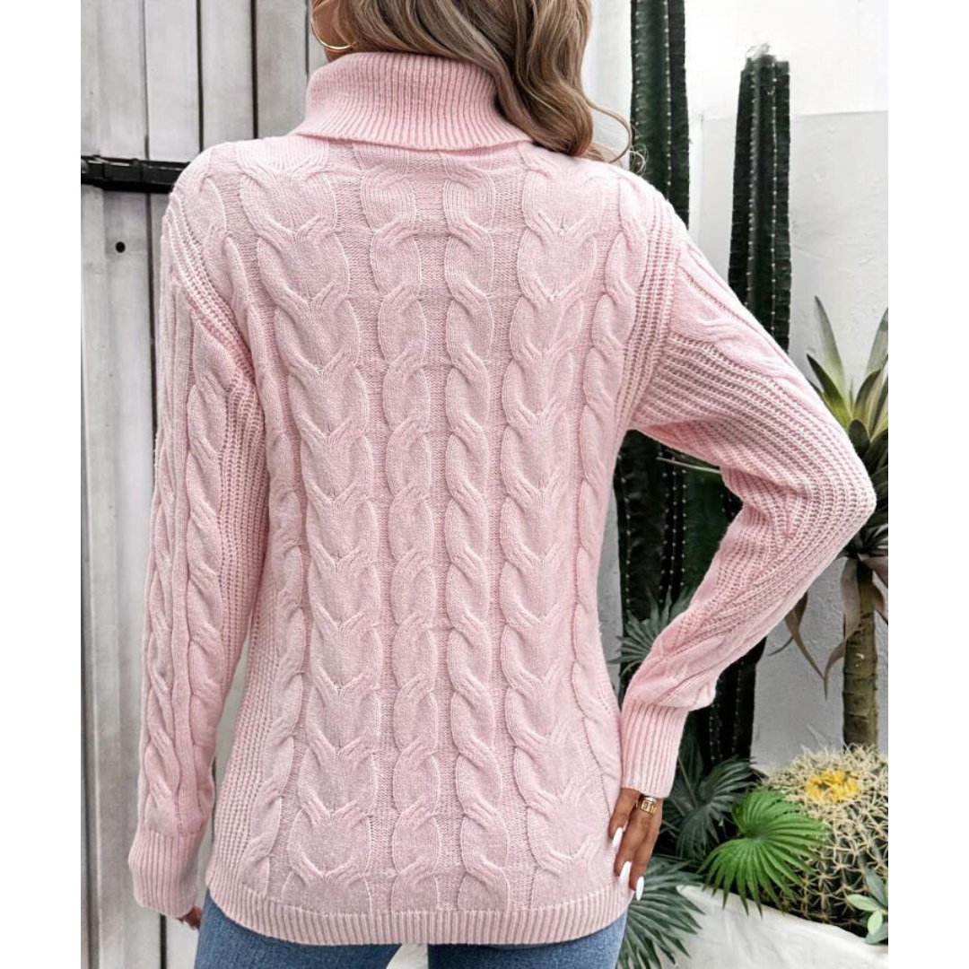 Women's Cable Knit Turtleneck Sweater — View 4
