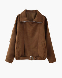 Women's Relaxed Suede-Look Jacket | Vintage in Brown - Juana Fashion