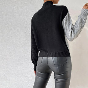 Women's Patchwork Turtleneck Sweater — View 5