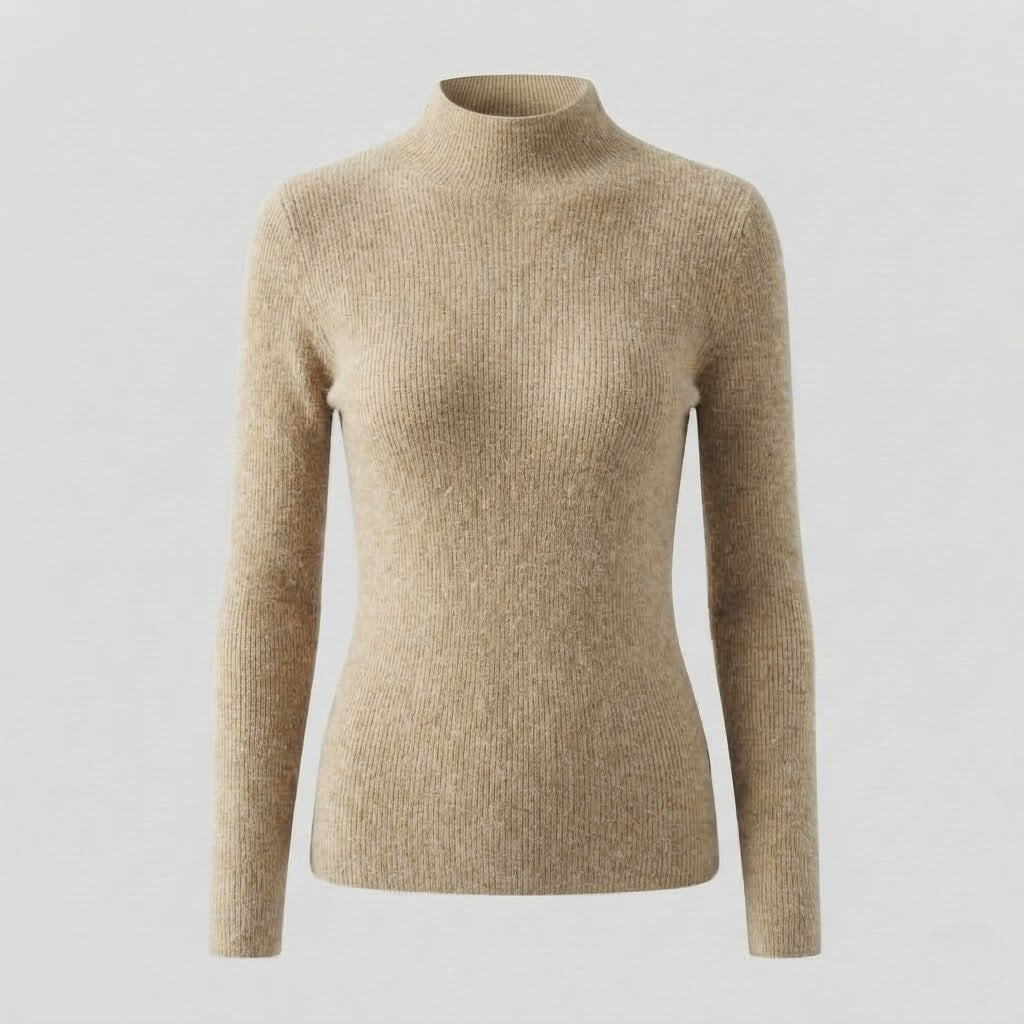 Women's Fitted Ribbed Textured Turtleneck Sweater — View 13