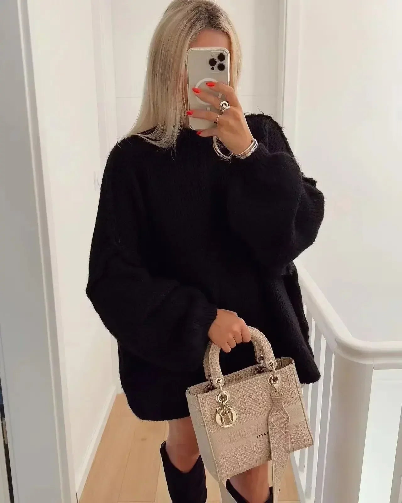Women's Balloon Sleeve Turtleneck Sweater — View 11