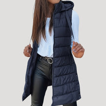 Women's Hooded Quilted Vest | Martina in Green - Juana Fashion