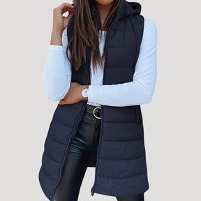 Women's Hooded Quilted Vest | Martina in Green - Juana Fashion