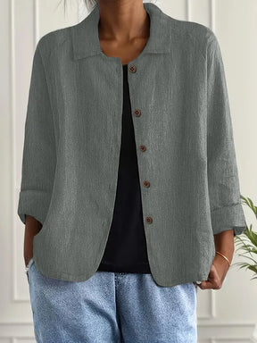 Women's Lightweight Button-Front Jacket | Hanna in Light Blue - Juana Fashion