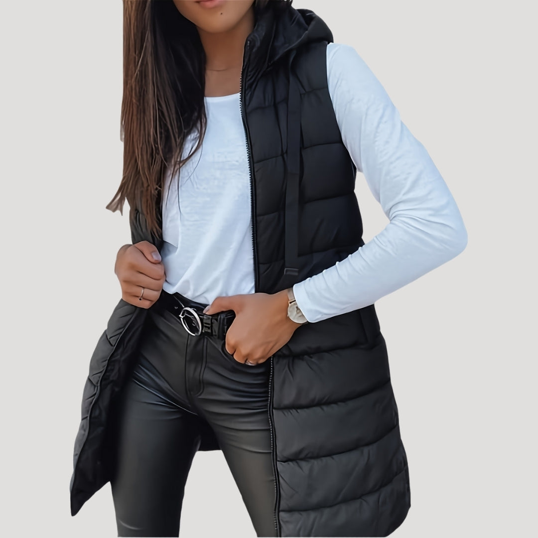 Women's Hooded Quilted Vest | Martina in Green - Juana Fashion