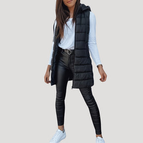 Women's Hooded Quilted Vest | Martina in Brown - Juana Fashion